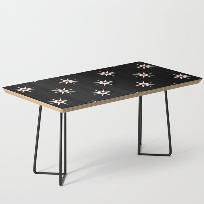 Atomic mid century retro star flower pattern in black background Coffee Table
