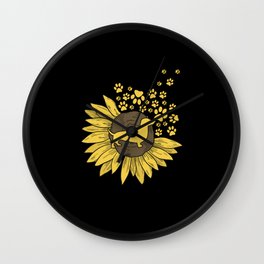 Sunflower with paws and dachshund Wall Clock
