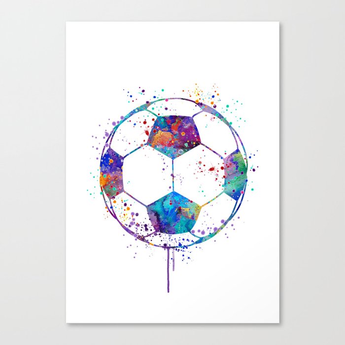 Soccer Ball Colorful Watercolor Canvas Print