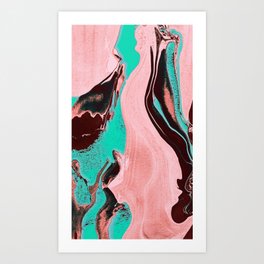 abstract watercolor background with painting pink and green relief surface 3d Art Print