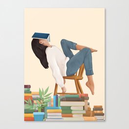 Lost in my books Canvas Print