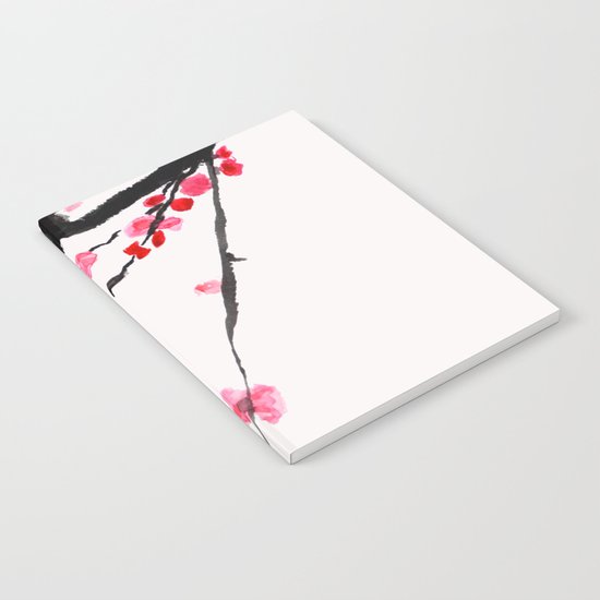 red plum flower red background Notebook