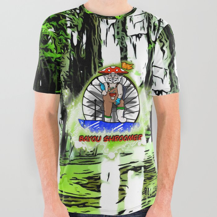 Green Bayou Shroomer All Over Graphic Tee