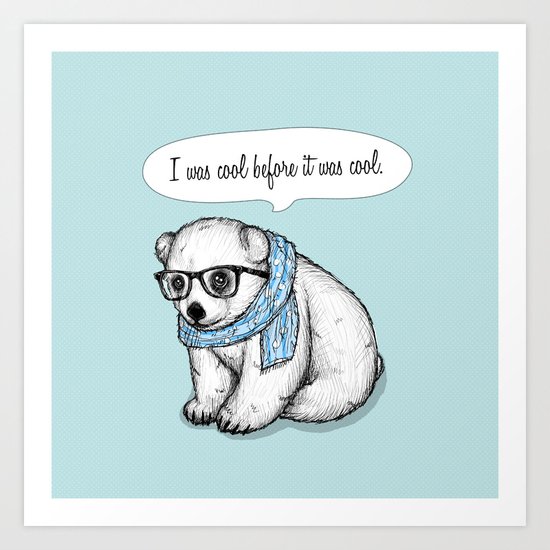 Hipster polarbear Art Print