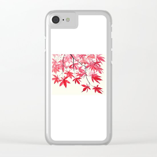 red maple leaves watercolor painting Clear iPhone Case