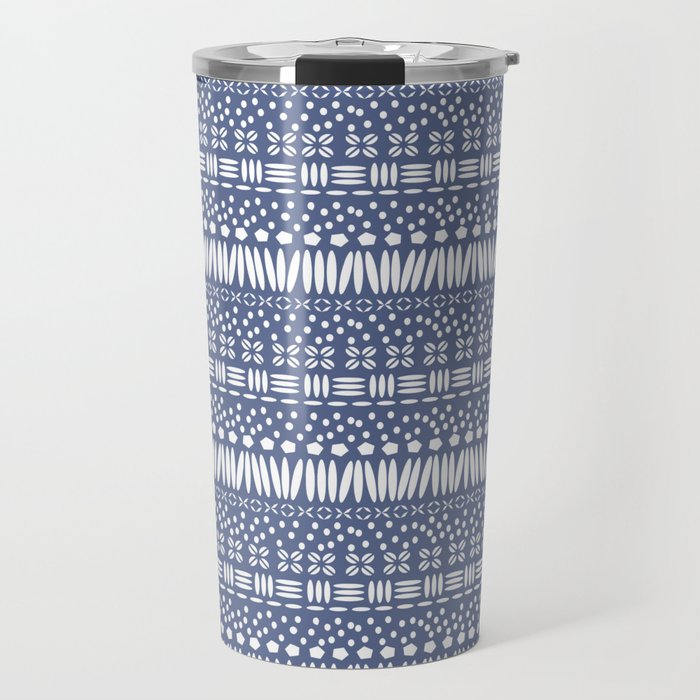 Kenya Stripe - White on Blue Travel Mug