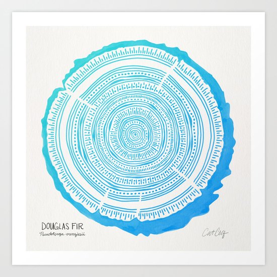Douglas Fir – Blue Ombré Art Print