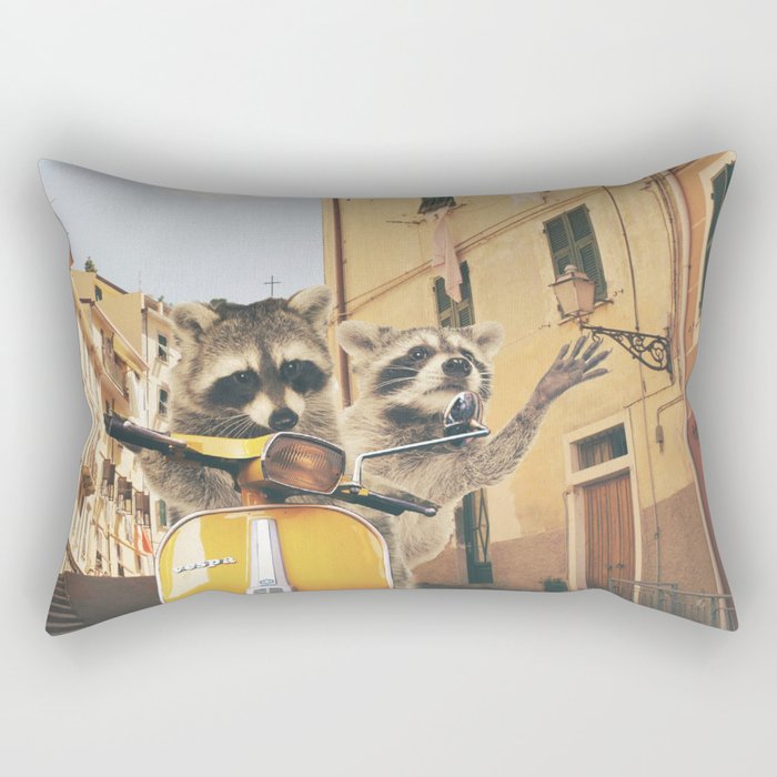 Raccoons on the road trip Rectangular Pillow