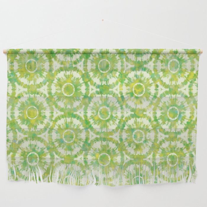 Mojito dance. Watercolor seamless pattern of green and yellow colors in Tie-Dye style Wall Hanging