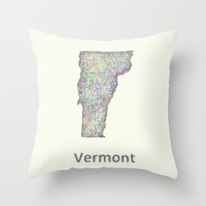 Vermont map Throw Pillow