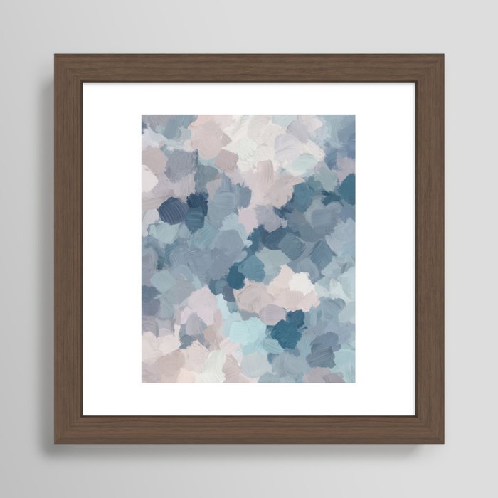 Beautiful Breeze I - Mint Aqua Navy Indigo Blue Blush Pink Abstract Painting,  Modern Wall Art Framed Art Print By Rachel Elise | Society6