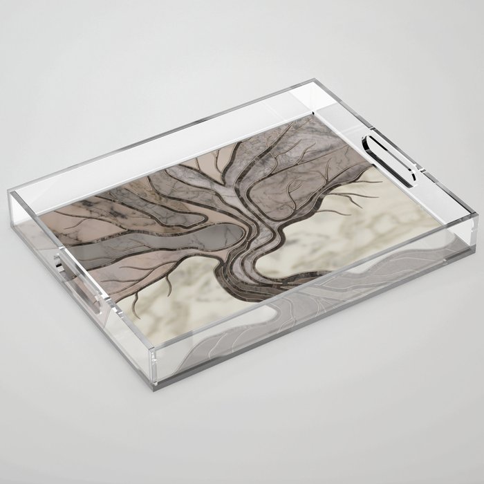 Taupe Marble Tree of life Acrylic Tray