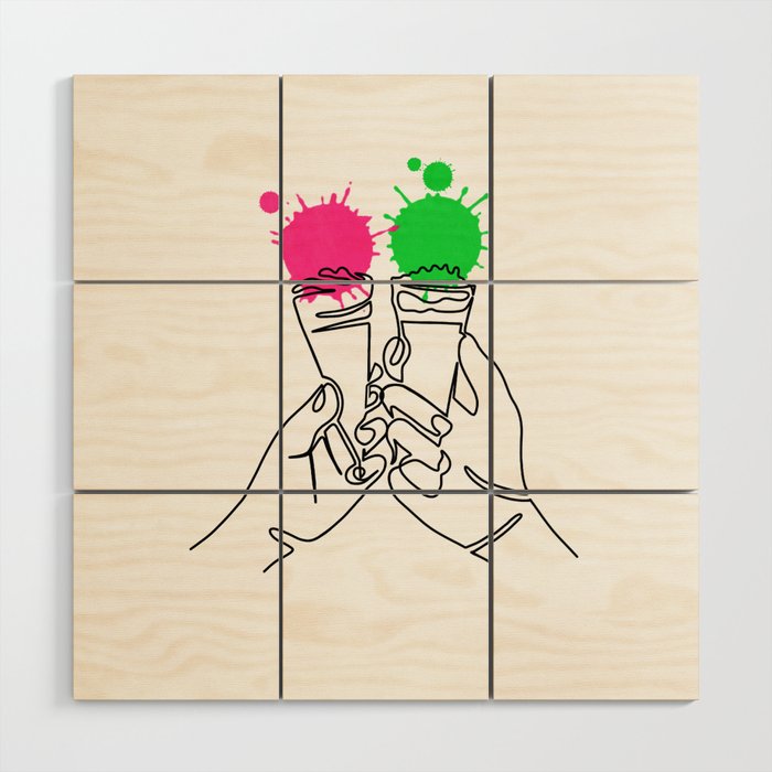 Minimal Line Art - Ice Cream Wood Wall Art