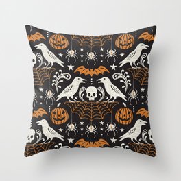All Hallows' Eve - Black Orange Halloween Throw Pillow