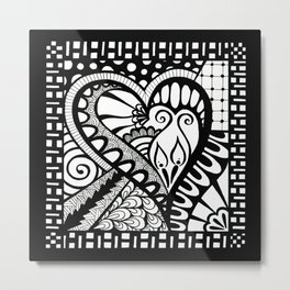 Abstract heart doodle Metal Print | Tangle, Drawing, Black and White, Doodle, Heart, Micronfineliner, Zentangle, Abstract, Pattern, Zenart 