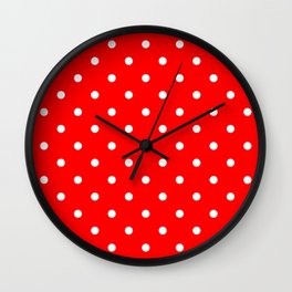 Purely Red - polka 6 Wall Clock