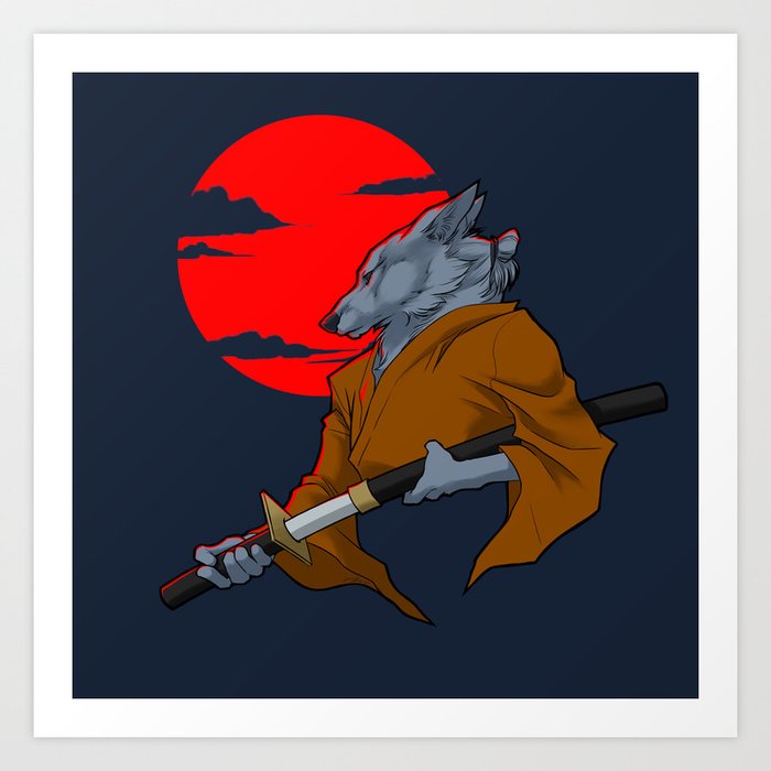 Wolf Samurai Art Print