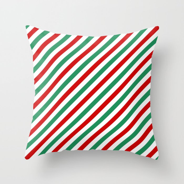 Candycane Red and Green Throw Pillow