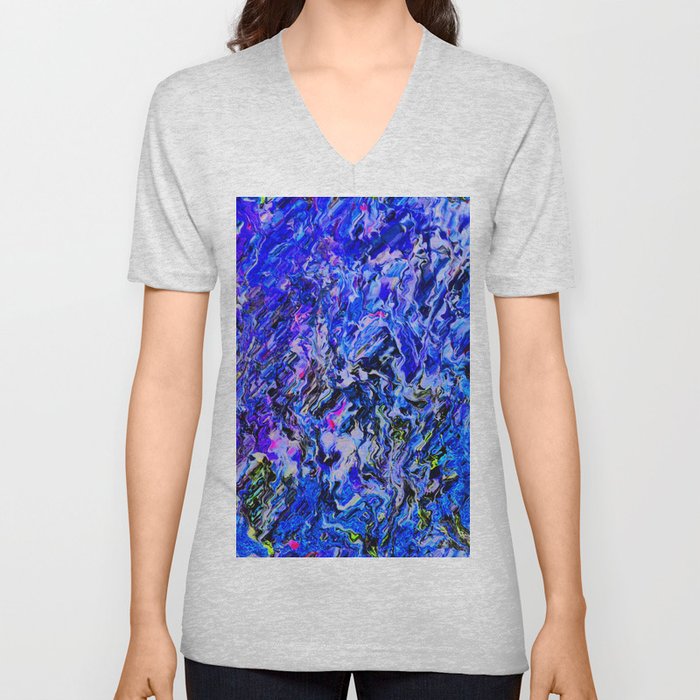 Abstract Colours Collide in Amethyst and Melt V Neck T Shirt