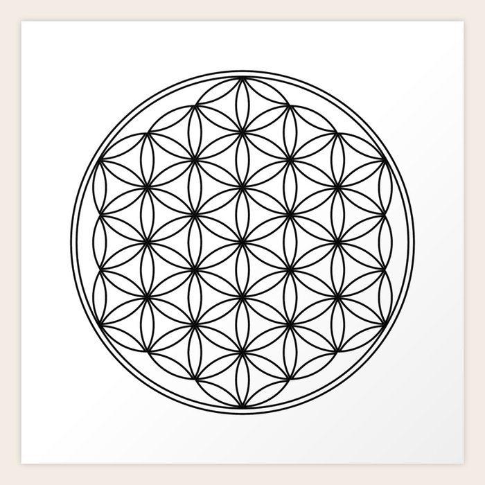Flower of life in black, sacred geometry Art Print by ...