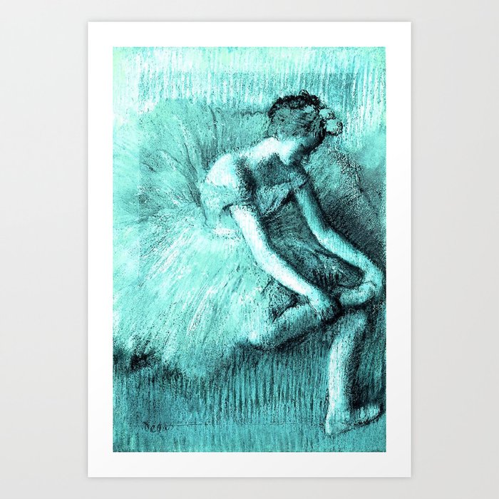 The Dancer by Edgar Degas Aqua Art Print
