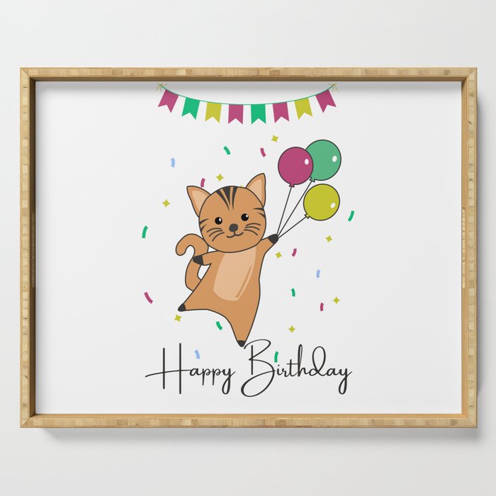 Cat Wishes Happy Birthday To You Cats Serving Tray