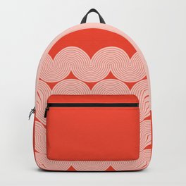 Abstract Wave Lines Pattern in Rose gold and Rust themed Backpack