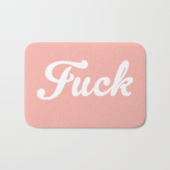 Vintage Peach Rose Pastel Fuck Typography Bath Mat