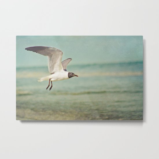 "The Seagull see farthest who flies highest." --Proverbs quote Metal Print