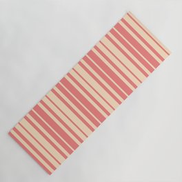 [ Thumbnail: Light Coral and Bisque Colored Stripes/Lines Pattern Yoga Mat ]