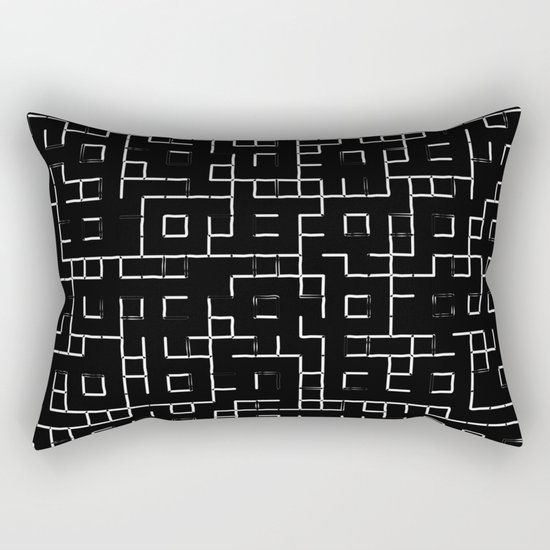 Maze - Black and white, abstract, maze pattern Rectangular Pillow