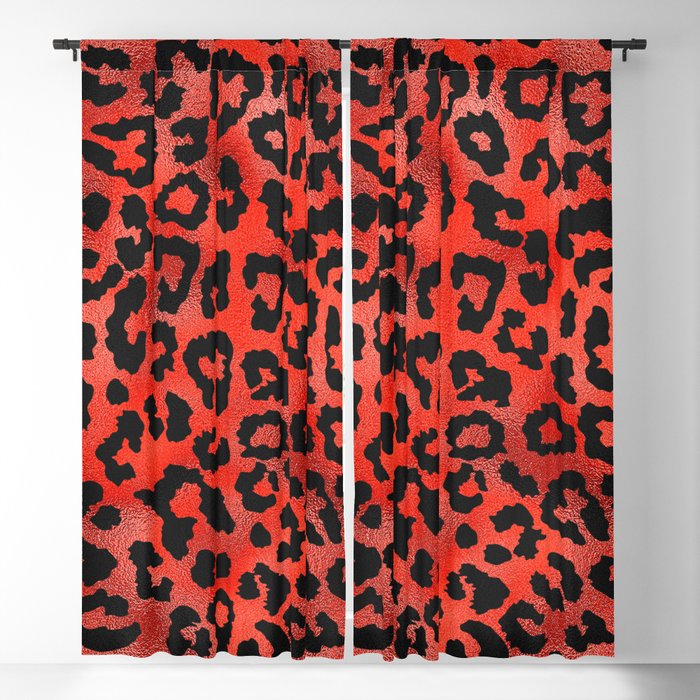Red Gold Leopard Print Pattern 1 Blackout Curtain