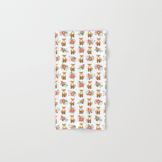 Autumn Fox florals cute bouquet foxy woodland kids baby gender neutral Hand & Bath Towel