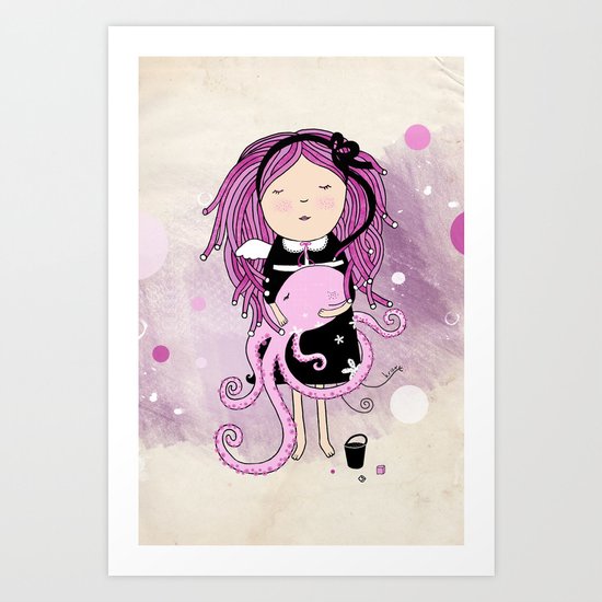 Octavia and Octopus Art Print