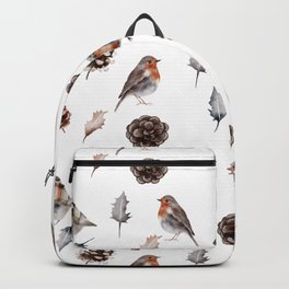 Watercolor Robin Birds Design Backpack