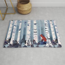 The Birches (in Blue) Area & Throw Rug