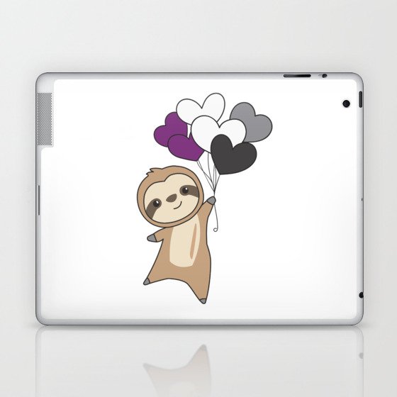 Asexual Flag Gay Pride Lgbtq Heart Sloth Laptop & iPad Skin