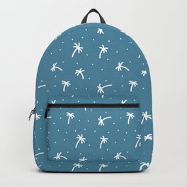 Blue And White Doodle Palm Tree Pattern Backpack