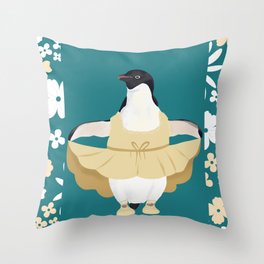 Girly Ballet Penguin Throw Pillow