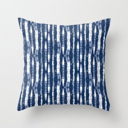 Shibori Stripes Indigo Blue Throw Pillow