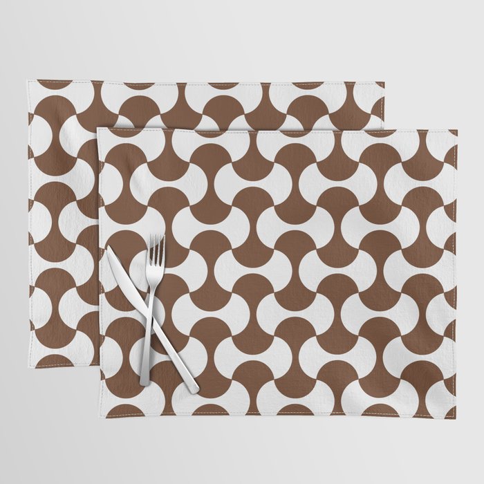 Brown and white mid century mcm geometric modernism Placemat