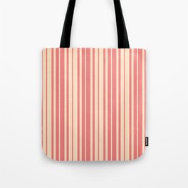 [ Thumbnail: Light Coral and Bisque Colored Stripes/Lines Pattern Tote Bag ]