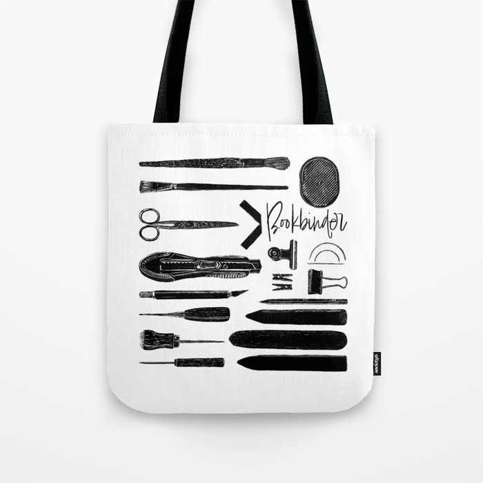 Bookbinder Tools Black & White Tote Bag