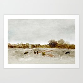 Cows By The Sea Art Print