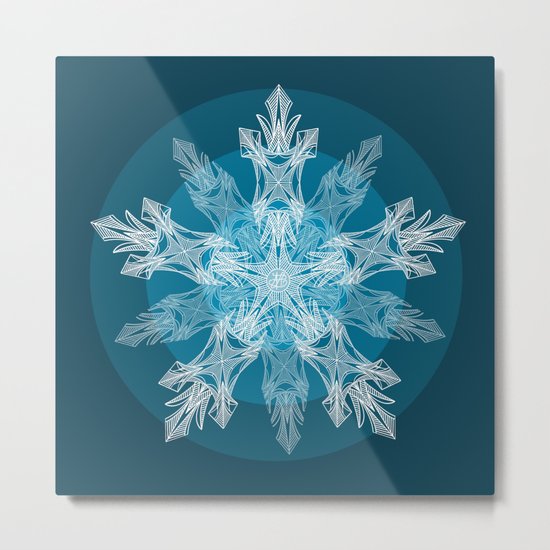 1 Blue Snowflake Metal Print