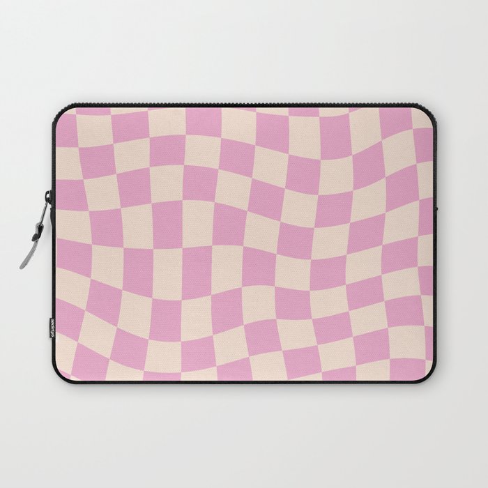Twisted Warped Pastel Pink Checkerboard Laptop Sleeve
