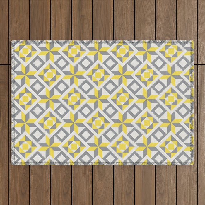 Yellow and gray tiles Outdoor Rug