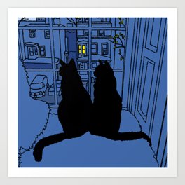 Window Cats Dawn  Art Print