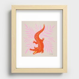 Crocodile – Orange & Pink Recessed Framed Print