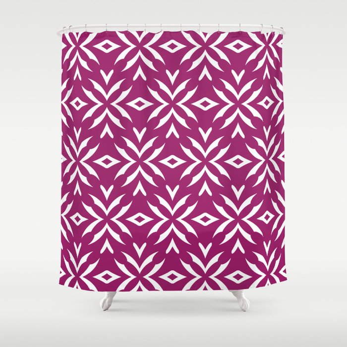 Magenta and White Abstract Flower Pattern - Colour of the Year 2022 Orchid Flower 150-38-31 Shower Curtain